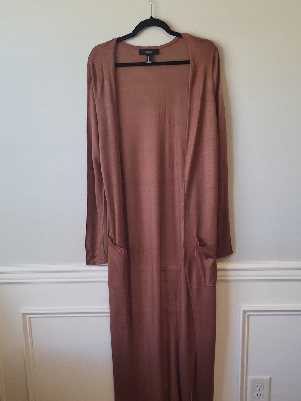 Express Long Open-Front Maxi Cardigan Dress in Dusty Rose